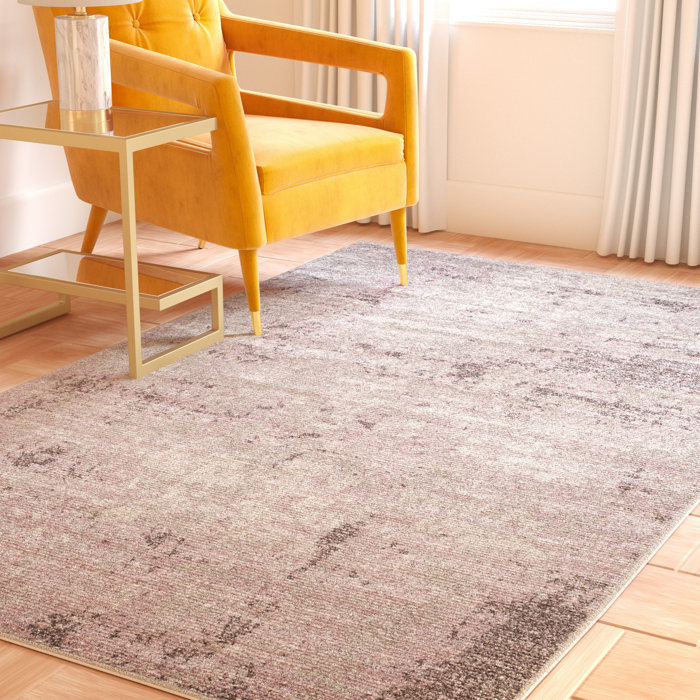 17 Stories Genesy Power Loom Performance Light Grey / Purple Rug